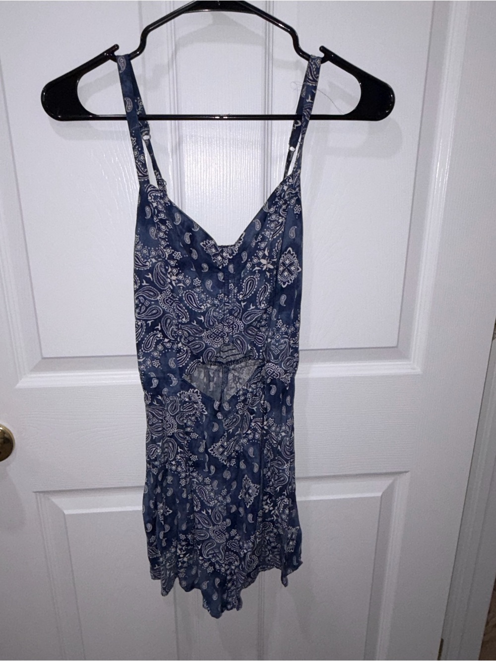 Hollister Blue Paisley Romper with Cutout